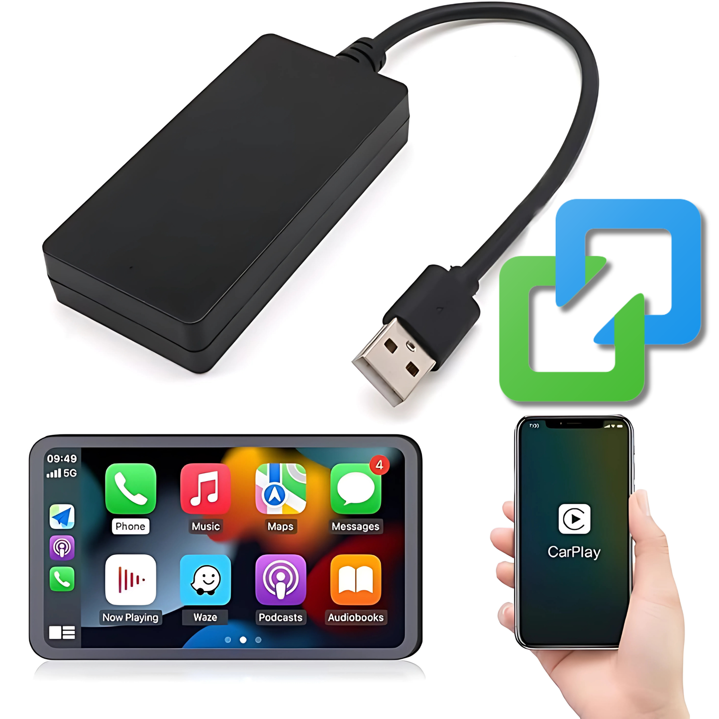 Adaptador Inalámbrico para Carbit Link/Easy Connection a CarPlay y Android Auto