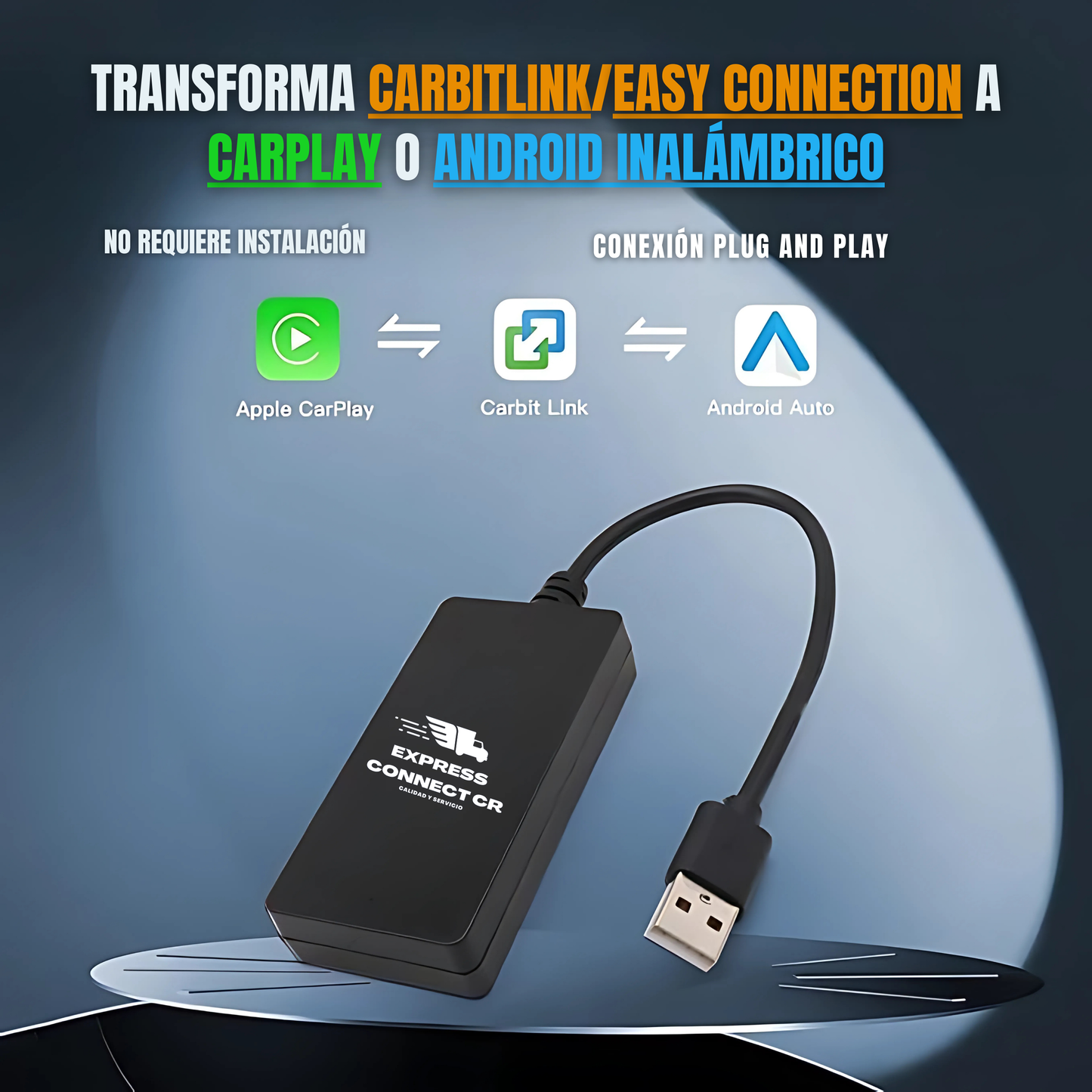 Adaptador Inalámbrico para Carbit Link/Easy Connection a CarPlay y Android Auto