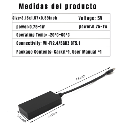 Adaptador Inalámbrico para Carbit Link/Easy Connection a CarPlay y Android Auto