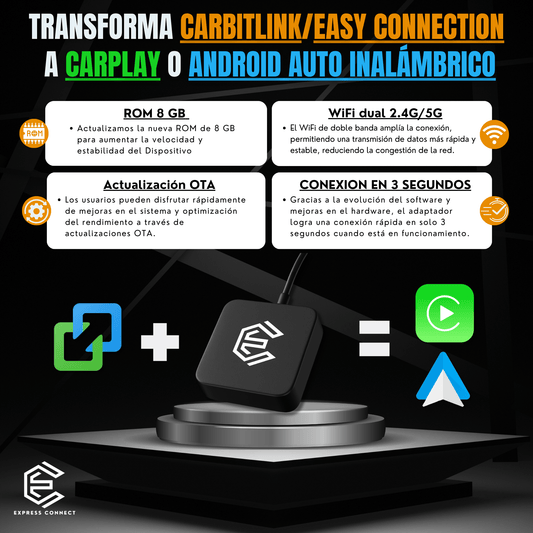 Adaptador Inalámbrico para Carbit Link/Easy Connection a CarPlay y Android Auto - Express Connect CR