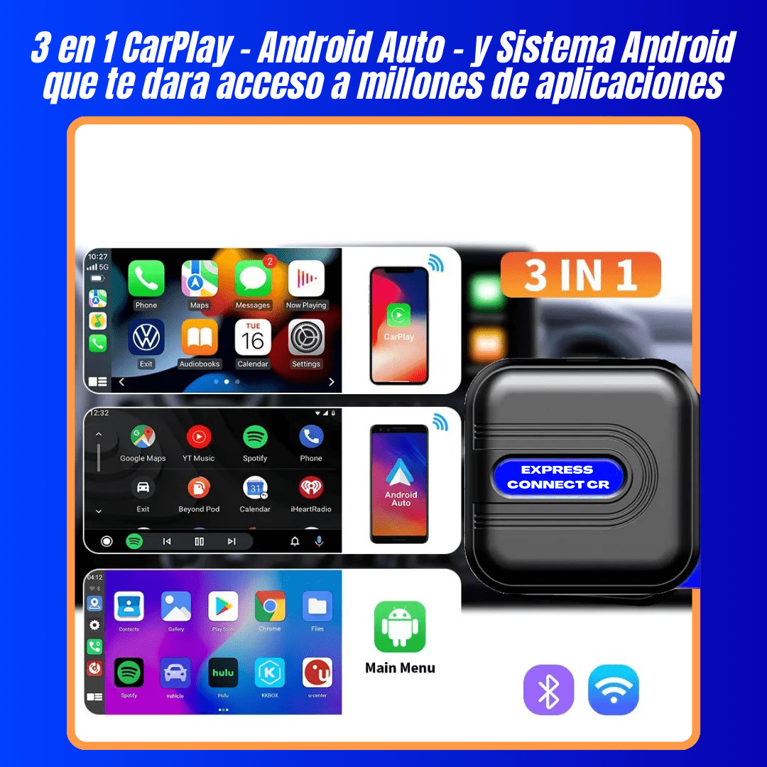 AI BOX 8 RAM/128GB ANDROID 13 para CarPlay y Android Auto - Sistema que permite ver Youtube, Netflix y mas - Express Connect CR