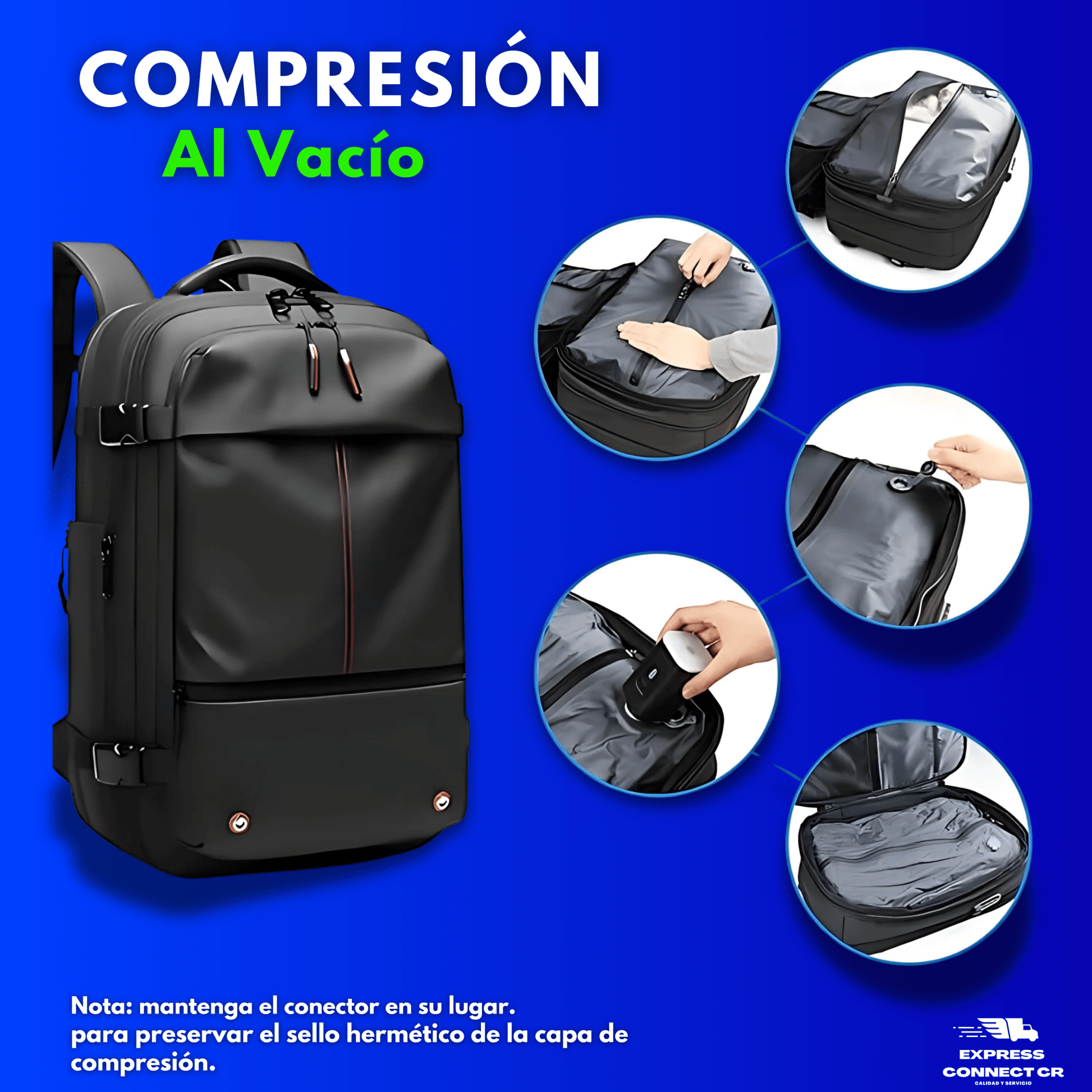 Airpack Pro - Mochila de Compresión al Vacío para Viajeros con Bomba Incluida - Express Connect CR