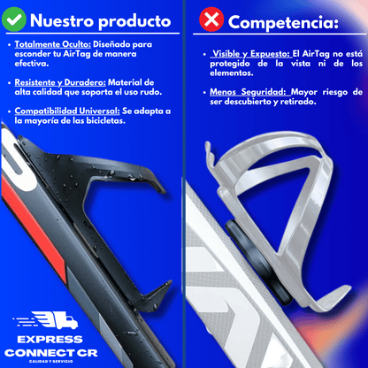 Porta ánfora/soporte universal para botellas con compartimento oculto para AirTag - Express Connect CR