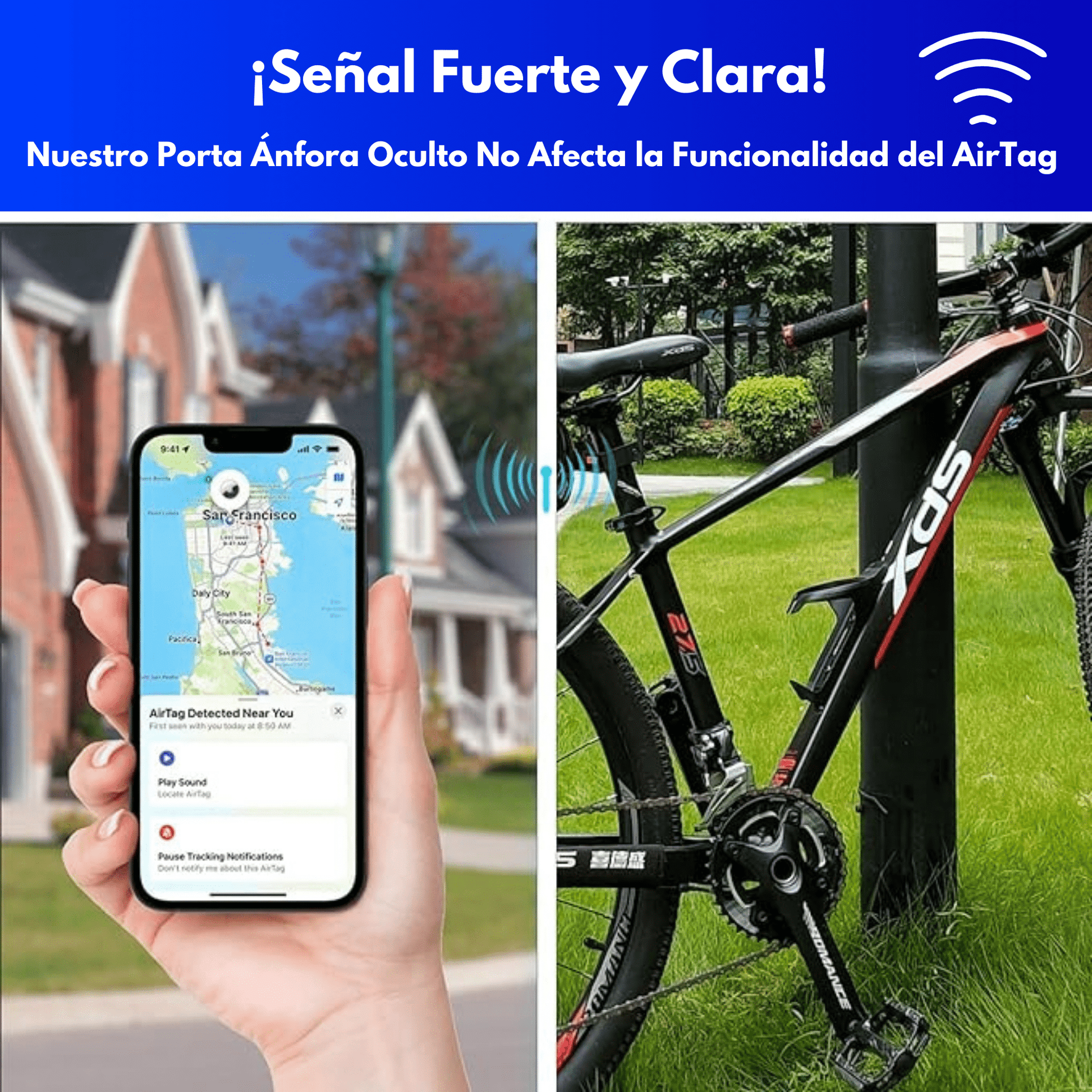 Porta ánfora/soporte universal para botellas con compartimento oculto para AirTag - Express Connect CR